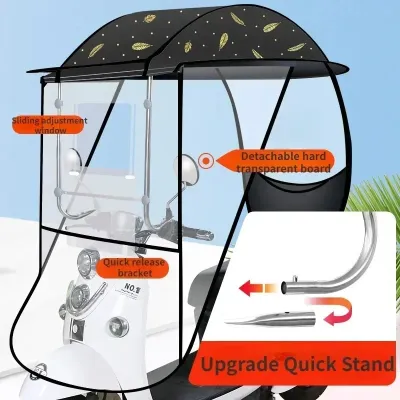 Upgrade thickening Motorcycle Awning Electric car canopy German quality Double layer thickening Solid material durable for 20 years Available in all seasons Available for electric vehicles and motorcycles Electric vehicle awning Motorcycle rain shelter