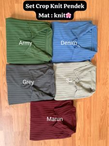 NAGITA Setelan crop wanita kekinian lengan pendek dan celana pendek bahan Knit hornet tebal-One set crop pendek bahan knit-One set crop pendek terbaru