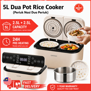 X1AOM1 5L Double Rice Cooker Non-Stick Rice Cooker Periuk Nasi Smart Screen Multifunction Cooker Easy Cleaning 双胆锅 饭锅
