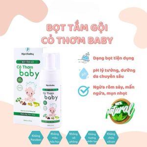 [Tặng kèm khăn ướt Fressi 10 miếng] Bọt tắm gội thảo dược Cỏ thơm Baby 150ml dành cho trẻ sơ sinh giúp giảm rôm sảy tăng đề kháng cho bé (Date 08/2026)