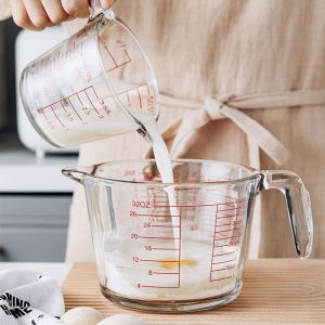 SUNDRIFT Transparent Measuring Cups with Scale Glass Oven Safe Liquid Measuring Cups Pour Spout Heat-proof Milk Cup Home