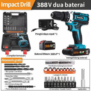 MAKITA 766VF/388VF Bor Mesin Elektrik Drill 10mm Set Reversible Mesin Bor Tangan Listrik