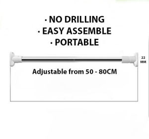 FABITS Stainless Steel Adjustable Rod Telescopic Extendable Cloth Rail Rod Penyangkut Baju Penyidai Baju Tirai No Drill Curtain Hanger