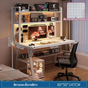 Master Hom Elegant Modern Home Office Desk with Storage Shelves Elegant Design Iron Frame Desk for Adults and Kids