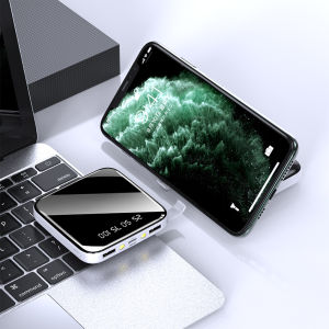 Yisen 20000mAh Mini Power Bank USB Ganda Tampilan Kapasitas LED Cermin Portabel Powerbank