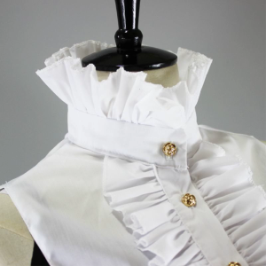Womens Victorian Vintage for Palace Half Shirt Blouse Stand-Up Ruffles Fake Coll