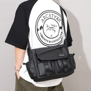 Mens Shoulder Bag Waterproof Messenger Bag Fashion Travel Bag Business Bag Phone Bag Large Capacity Cross Body Bag Lightweight Casual Bag Leisure Sport Street Bag for College Student