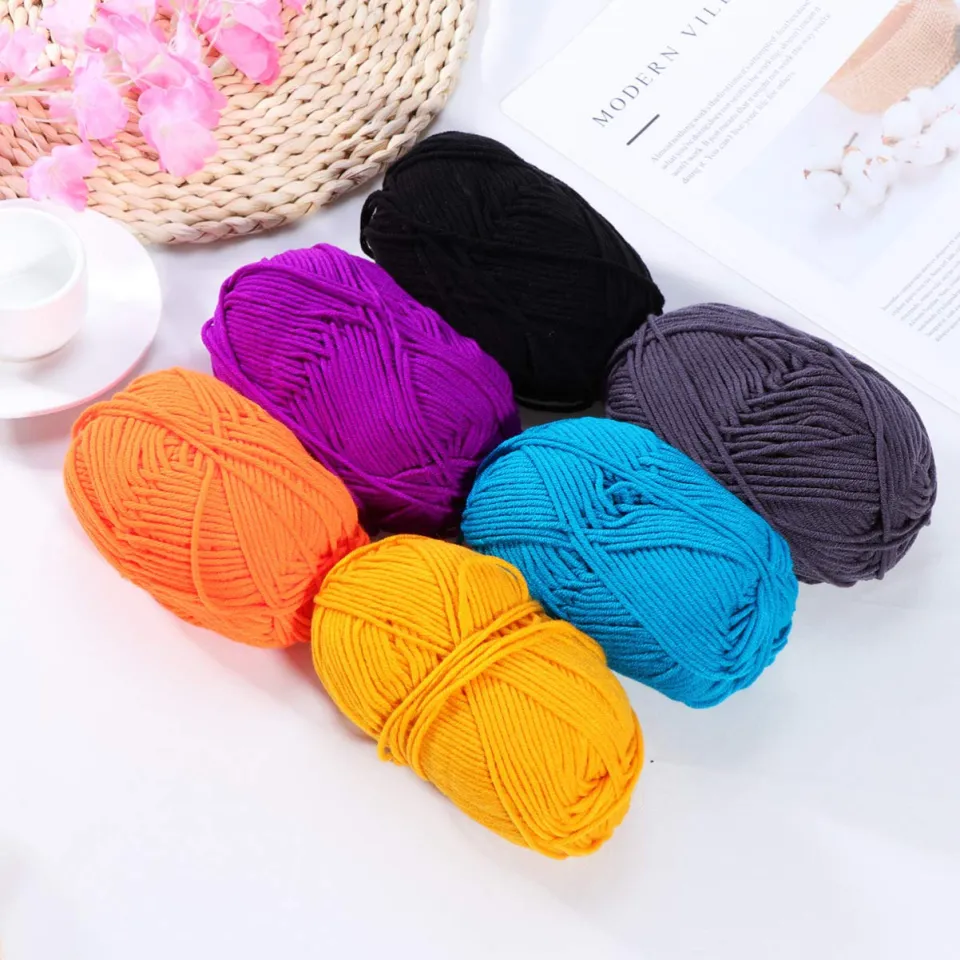 4 Plys Smooth Yarn Wool Crochet Yarn Large 50g Multicolor Knitting and  Crochet Yarn Starter Kit for Colorful Craft DIY