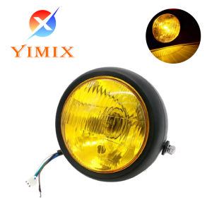 YiMiX Retro Motorcycle Universal Side Mount Amber LED Headlight 35W 6.5 Inch with Bracket Motorcycle Modification