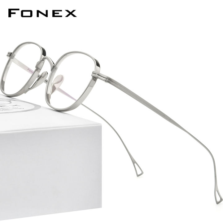 HOT ； FONEX Pure Titanium Glasses Frame Men Retro Square Eyeglasses ...