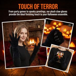 TANFU Full Finger Full Finger Paws Gloves Animal Paw Plush Long Nails Cosplay Gloves Animal Claws Furry Halloween Plush Long Gloves Halloween Events
