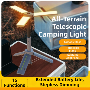 MUQZI LED Light Source Folding Camping Light Multi-color Lighting Triangle Stand Base Built-in Power Bank Lamp Handheld Function Stepless Dimming Multi-functional Camping Lantern Camping Use