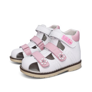 Ortoluckland Children Girl Shoes Princess Orthopedic Pink Sandals For Kids Toddler Flower Leather Footwear