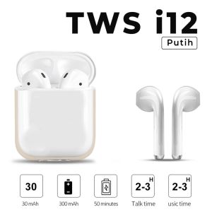 Matei Headset Bluetooth inpods i12 TWS Earphone Bluetooth Bass Wireless Ear Stereo HIFI Case Karakter
