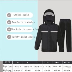 Mens Reflective Waterproof Motorcycle Raincoat Set – High-Quality Outdoor Rain Gear for Motorbike Riders with Maximum Durability and Protection