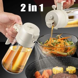 1*Oil Control Bottle 470ML Kitchen Two-in-one Glass Oil Pot Automatically Presses the Large-capacity Spray Oil Control Bottle Oil Sprayer for Cooking Kitchen Salad Barbecue BBQ Baking