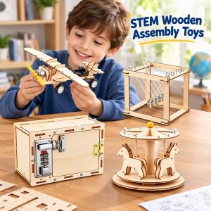Wood DIY STEM Science Assembly Engineering Kit Kids Educational Toy For 6 Years Old Creativity Developing Hands On Toy