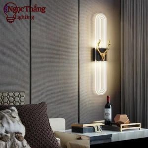 Đèn treo tường ốp tường 60cm trang trí phòng khách phòng ngủ cầu thang Led 3 màu 15W GT3054 màu đen Ngọc Thắng