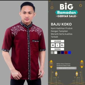 SAGITA FASHION KOKO Kemeja Koko Lengan Pendek Pria Dewasa Motif Kombinasi Bordir Bahan Katun Premium 2025