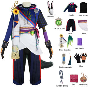 Game Genshin Impact Tighnari Cosplay Costume 12pcs Tighnari Uniform Full Sets Clothes Halloween Anime Role-playing Costumes