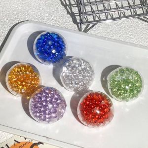 SHUI70300 Transparent Rainbow Beads Pinching Toy Simulation Super Soft Slow Rebound Toy Trick Gift Colorful Hand Made Ball Pinch Toy Kid Gift