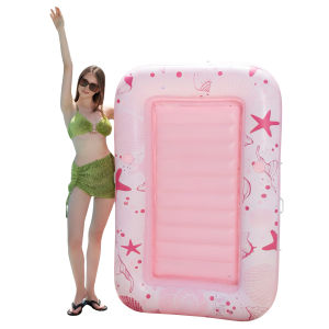 Inflatable PVC Pool Float Lounger Dual-Use Water and Lawn Bed for Sunbathing and Relaxing