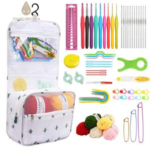 Crochet Hooks Kit with Case Hand Knitting Art Tools Colorful Yarn Knitting Needles Ergonomic Handle for Adults & Kids