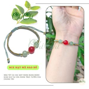 [Chi Chi] Vòng Tay Lắc Tay Handmade Mix Hạt Đá Mã Não bện dây phối hợp nhiều màu - MS094