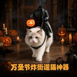 MAOMEI Sáng tạo Trang phục mèo Kỵ Sĩ Không Đầu Bí ngô 3D Trang phục hóa trang thành mèo Nhẹ Có thể điều chỉnh Trang phục Halloween cho thú cưng Tiệc Halloween