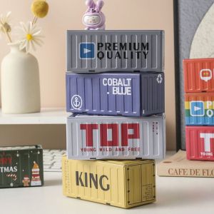 QIXING Organizer Display Box Industrial Style Retro Industrial Style Cargo Container Ornaments Collect Small Item Retro Particle Storage Doll Accessories