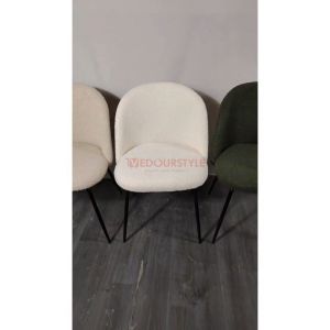 Vedourstyle Minimalist Boucle Fabric Dining Chair Curvy Upholstered Cafe Chair Kerusi Makan