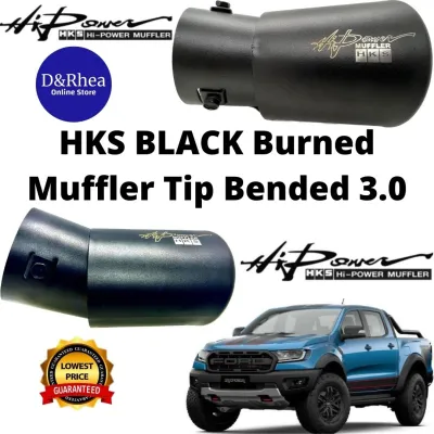 NEW ARRIVAL BLACK HKS Burned Muffler Tip Bended 3.0 Diameter Inner Universal for SUV Van Pick-up