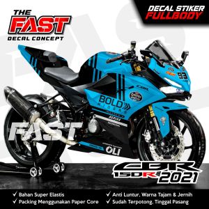 Stiker Decal Full Body CBR 150R 2021 GRESSINI RACING Motif Racing - Warna Coffee/Blue/Black Bahan Super Elastis Anti Luntur