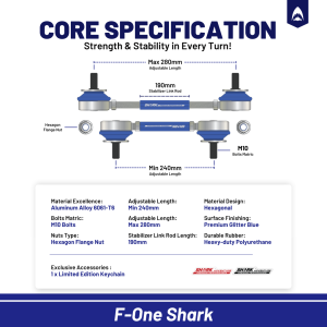 F-One Shark FOS Front Sway Bar Link Stabilizer Link Stabil Adjustable ADJ Suzuki Aerio / Ertiga Old 2012-2018 / SX4 SX-4 Premium