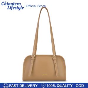 Ladies Stylish Armpit Bag Solid Color Simple Handbag PU Leather Retro Shoulder Bag Female Travel Commute Bag