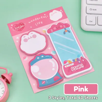 SG 60 sheets Cute Cartoon Sticky Note Set Sticky Self-Stick Cartoon Sticky Notes Suit for School