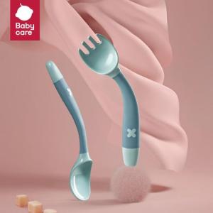 BabyCare ชุดช้อนส้อมซิลิโคนเด็กปรับงอได้  มาพร้อมกับกล่องเก็บช้อนส้อมขนาดพกพา น้ำหนักเบา ใช้ง่ายสะดวก