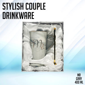 PrinTEE - Matching Drinkware Ceramic Mugs for Couples Pink and Gray