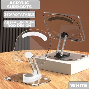 360° Rotation Stand Holder Tablet Stand Desktop Phone Stand Transparent Acrylic Foldable Non-Slip Ipad Bracket For 4.7-12.9 inch Flat Stand