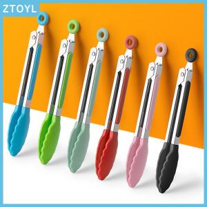 ZTOYL  1Pc 7inch Stainless Steel Food Clip BBQ Grill Steak Food Clip Non-slip Handle Bread Tong Party Kitchen Cooking Accessories