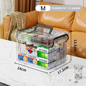 SALVO Multi-layer Domestic Medicine Box Large Medicine Box Transparent Plastic  Portable Divided Medicine Storage Box Portable First Aid Box Domestic Medicine Box Medicine Kit Box Storage Container Locker Box Medical Kit First Aid