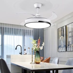 Ceiling Fan with Lights LED invisible Ceiling Fan Chandelier 100W kipas dinding fan light three color dimming white light / warm light / warm white light remote control Strong Wind Silent Motor 3 Color Change for Bedroom