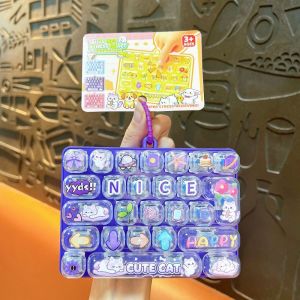 INNEED 26 phím Móc khóa bàn phím Fidget Bộ bấm phím Thư giãn tay Đồ chơi giảm căng thẳng Dễ thương Nút giải nén Đồ chơi bàn phím cơ Quà tặng tiệc tùng