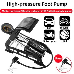 Dual Cylinder Pedal High-pressure Air Pump Non-slip Quick Inflation Foldable 160PSI Multi-Use Foot Air Pump For Bicycle/Car/Ball