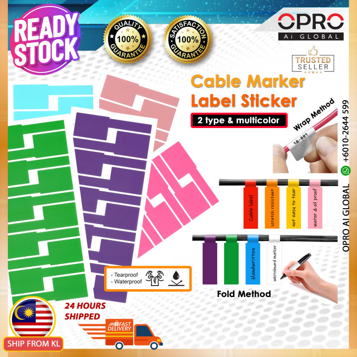[ Fold Method] OPRO Cable Marker Label Sticker (LabelMarker) / Cable Tie Labels Sticker Lazada