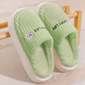 Free Shipping WomenS Thick-Soled Non-Slip Cotton Slippers For Autumn And Winter 2026 New Style Fluffy And Warm Suitable For Couples To Wear At Home