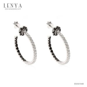 LENYA ต่างหูพลอยดำนิล ส่งเสริมการเงิน อำนาจความมั่นคง ขนาด 1.75 มิล ตัวเรือนเงินแท้925 ชุบทองคำขาว