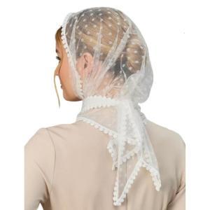Unique Laces Wedding Scarf LuxurIious Cathedral Bridal Headscarf Stylish Scarf for Catholic Church Prayers