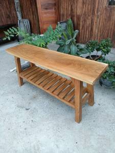 ม้านั่งยาวไม้เต็ง ม้านั่ง ชั้นรองเท้า ชั้นวางของ ชั้นวางของอเนกประสงค์ ชั้นเก็บของ ชั้นวางไมโครเวฟ ชั้นวางหนังสือ ชั้นไม้ โต๊ะวางของ ผลิตจากไม้จริงทนแดดทนฝน