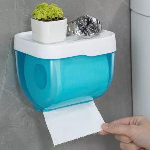 Wall-Mounted Waterproof Covered Toilet Tissue Roll Box Bathroom Accessories